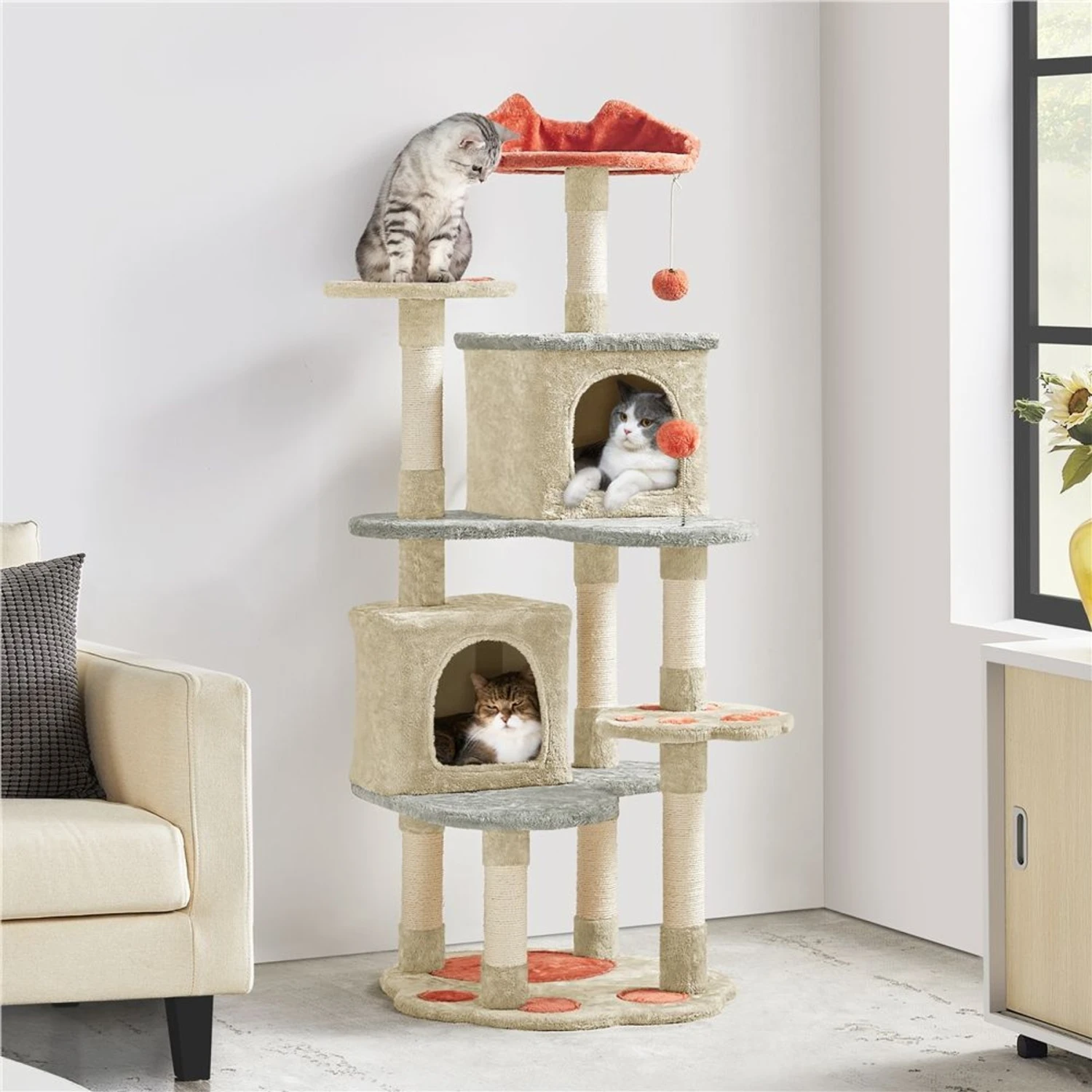 Yaheetech Paw-Shaped Play 57.5-in Cat Tower 1 Yaheetech Paw-Shaped Play 57.5-in Cat Tower