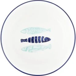 Signature Housewares Coastal Fish Non-Skid Ceramic Cat Bowl -Mewhaus Shop 103442 PT7. AC SS1800 V1544211501