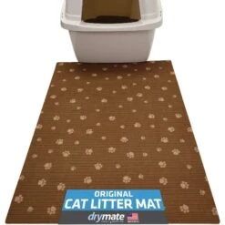 Drymate Protective & Decorative Cat Litter Mat, Brown Stripe, Large, 20-in X 28-in