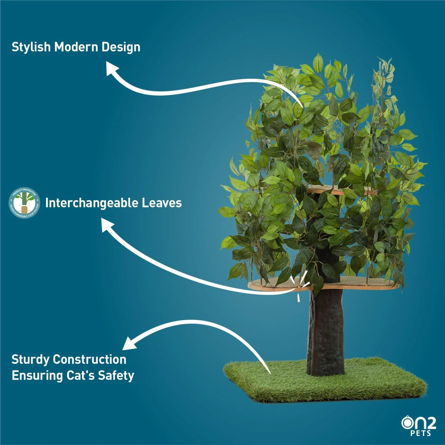 On2Pets 48-in Medium Square Modern Cat Tree 4 On2Pets 48-in Medium Square Modern Cat Tree - Image 4