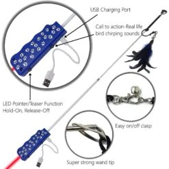 Pet Fit For Life 2 In 1 LED Laser Light & Interactive Wand Cat Toy -Mewhaus Shop 159020 PT5. AC SS1800 V1589320987