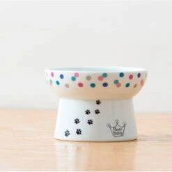 Necoichi Raised Cat Food Bowl, Colorful Dots -Mewhaus Shop 169388 PT3. AC SS1800 V1649344930