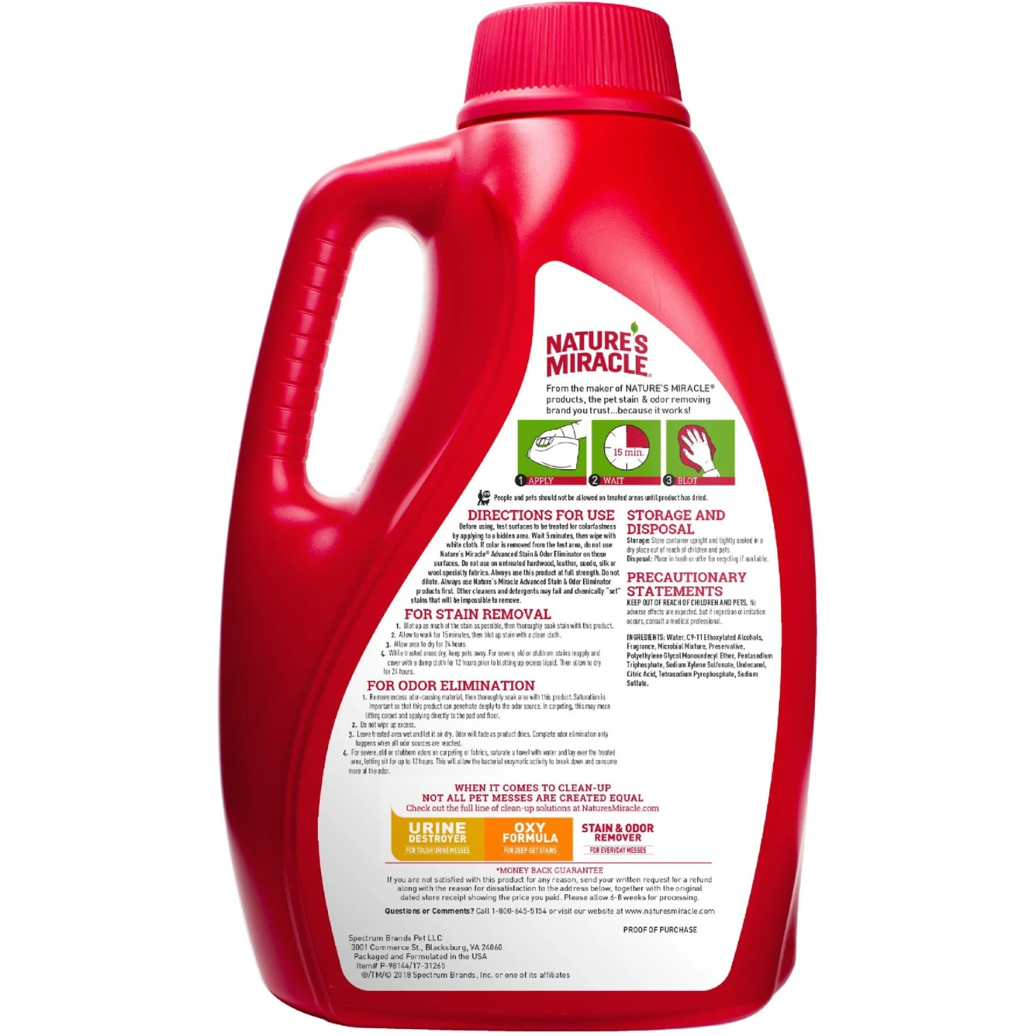 Nature's Miracle Advanced Cat Enzymatic Stain Remover & Odor Eliminator Refill, 1-gal Bottle 2 Nature's Miracle Advanced Cat Enzymatic Stain Remover & Odor Eliminator Refill, 1-gal Bottle - Image 2