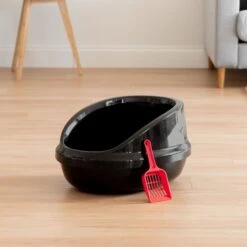 IRIS USA Large High-Back Open Top Cat Litter Pan With Scatter Shield & Scoop -Mewhaus Shop 181317 PT3. AC SS1800 V1680809080