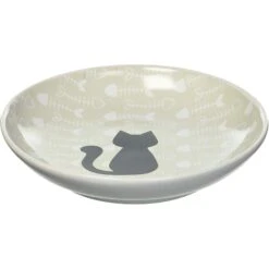 PetRageous Designs Fishbone Kitty Ceramic Cat Dish