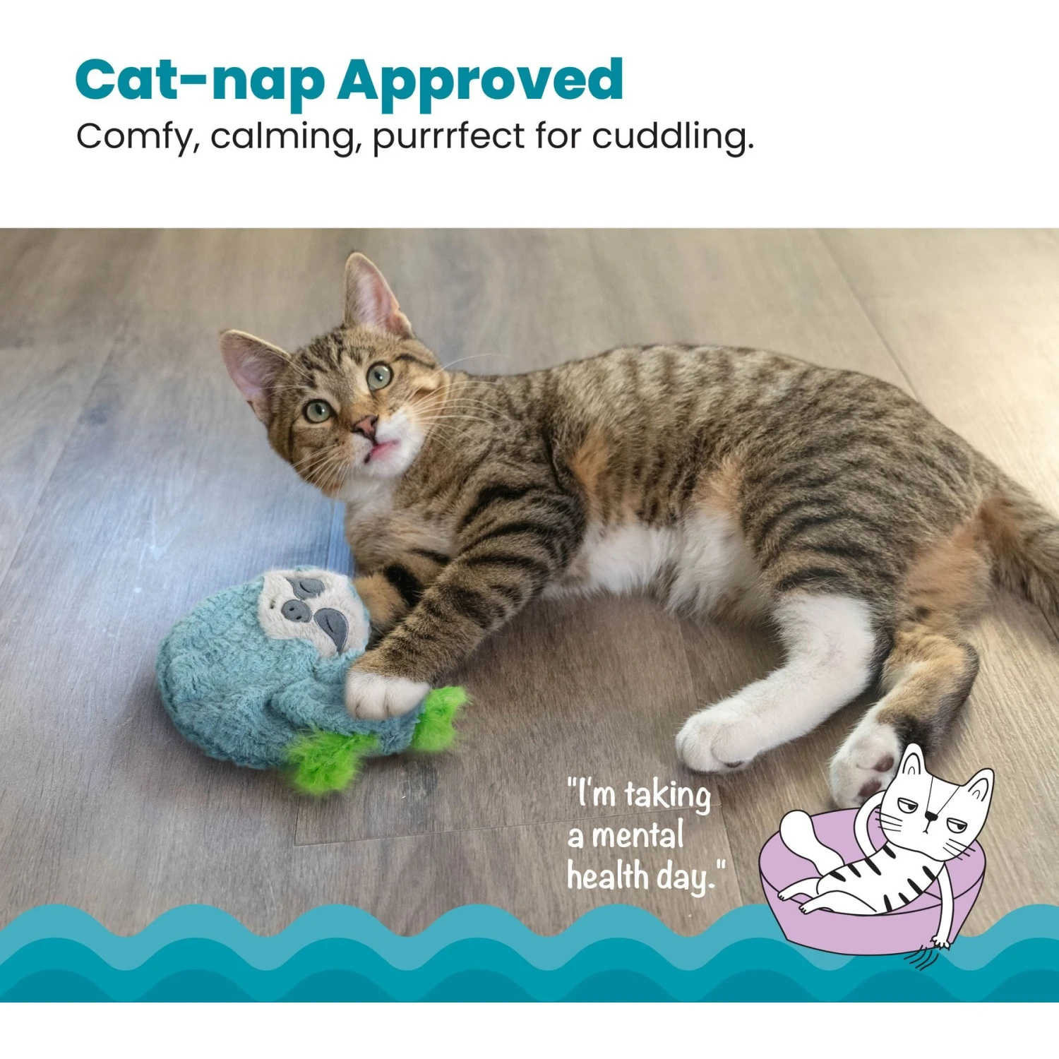 Catstages Purr Pillow Snoozin' Sloth Calming Plush Cat Toy 2 Catstages Purr Pillow Snoozin' Sloth Calming Plush Cat Toy - Image 2