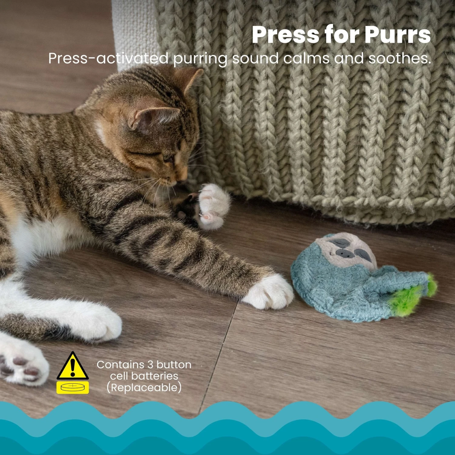 Catstages Purr Pillow Snoozin' Sloth Calming Plush Cat Toy 3 Catstages Purr Pillow Snoozin' Sloth Calming Plush Cat Toy - Image 3