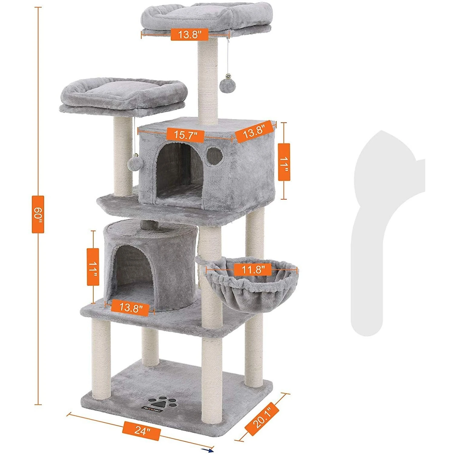 FEANDREA 55.1-in Faux Fleece Cat Tree & Condo 2 FEANDREA 55.1-in Faux Fleece Cat Tree & Condo - Image 2