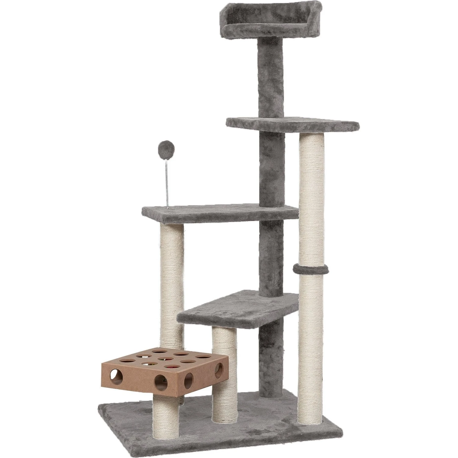 Tiger Tough Play Stairs 49.5-in Faux Fur Cat Tree 3 Tiger Tough Play Stairs 49.5-in Faux Fur Cat Tree - Image 3