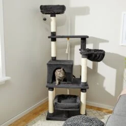 Frisco 66-in Cat Tree With Bed, Condo, Lounge Basket & Top Perch