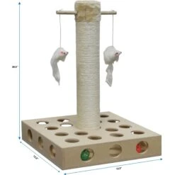 Go Pet Club 20-in IQ Busy Box Cat Scratching Post & Toys, Beige -Mewhaus Shop 216908 PT3. AC SS1800 V1671226285