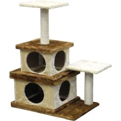 Go Pet Club 32-in Economical Cat Tree House, Beige/Brown -Mewhaus Shop 216954 pt2. AC SS1800 V1579195136