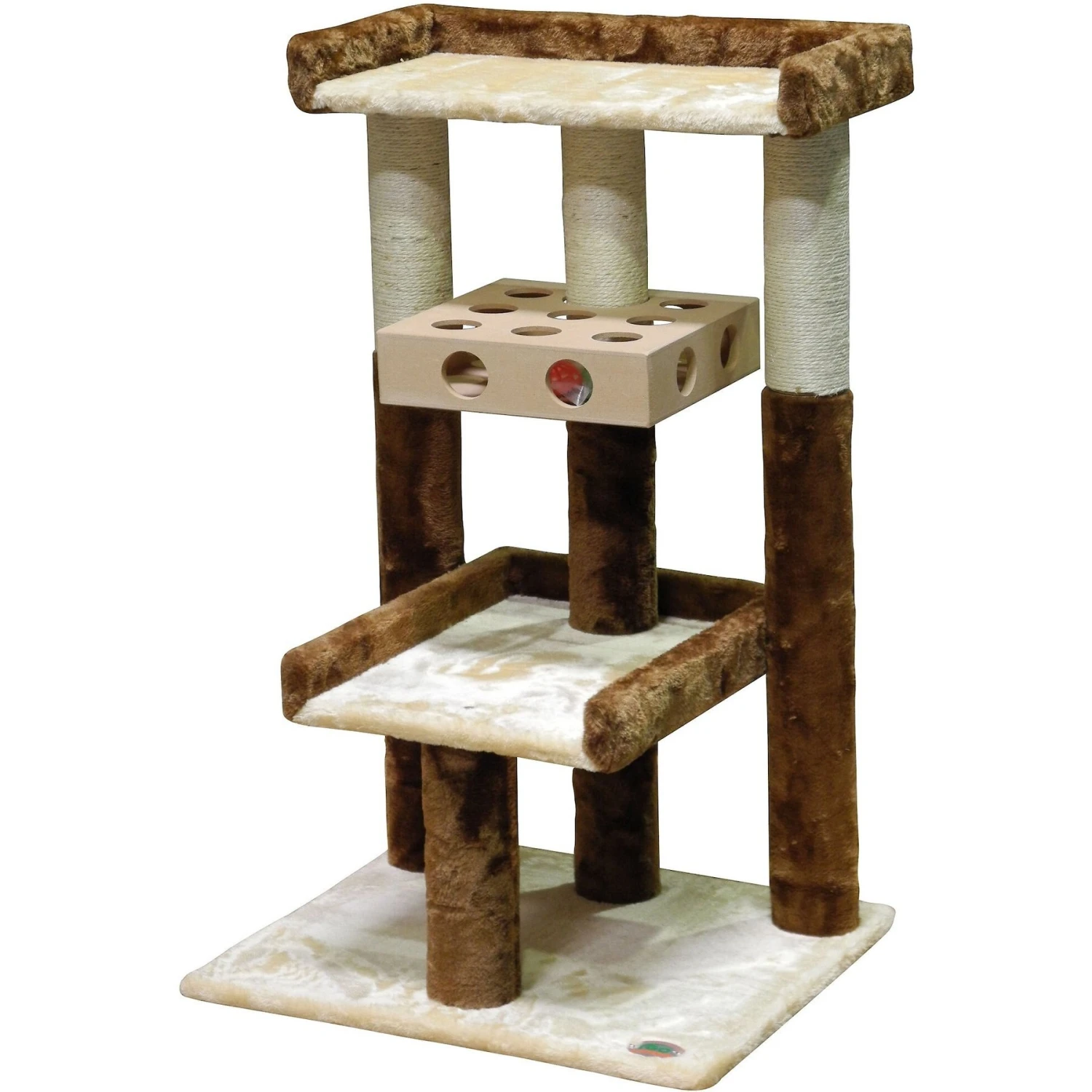 Go Pet Club 34-in IQ Busy Box Cat Tree, Beige 3 Go Pet Club 34-in IQ Busy Box Cat Tree, Beige - Image 3