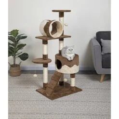 Go Pet Club 51.5-in Cat Tree Condo, Beige/ Brown
