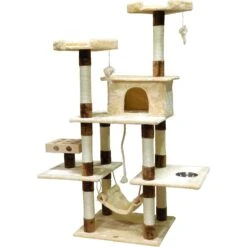 Go Pet Club 70-in IQ Busy Box Cat Tree Condo, Beige -Mewhaus Shop 217132 pt2. AC SS1800 V1579196010
