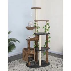 Go Pet Club 74-in Forest With Leaves Cat Tree, Black/ Brown