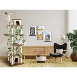 Go Pet Club 85-in Forest With Leaves Cat Tree, Beige/ Brown -Mewhaus Shop 217158 PT4. AC SS1800 V1702056883