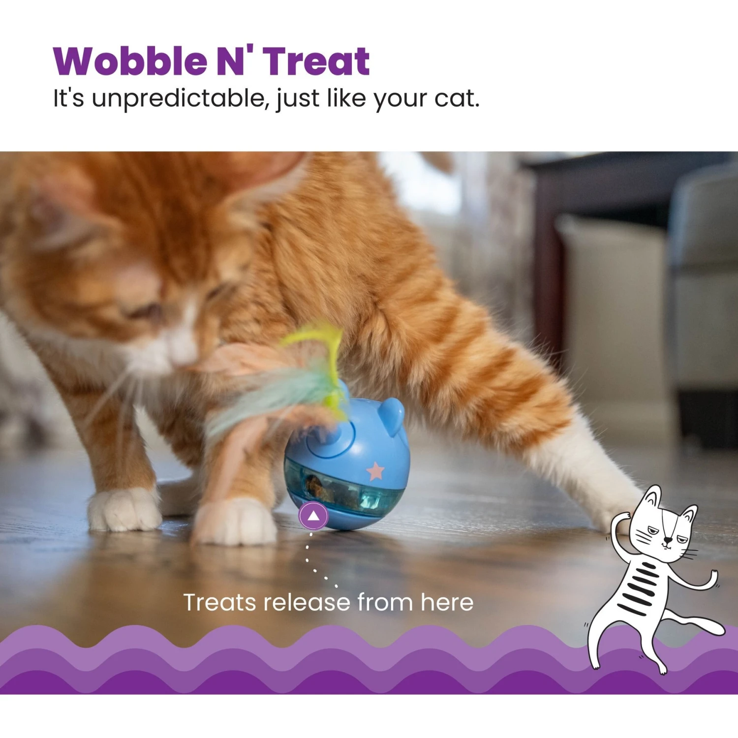 Catstages Hunt 'N Swat Treat Dispenser Cat Toy 2 Catstages Hunt 'N Swat Treat Dispenser Cat Toy - Image 2