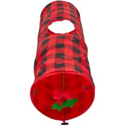 Frisco Holiday Buffalo Plaid Foldable Play Tunnel Cat Toy With Catnip -Mewhaus Shop 228549 PT2. AC SS1800 V1632774784