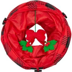 Frisco Holiday Buffalo Plaid Foldable Play Tunnel Cat Toy With Catnip -Mewhaus Shop 228549 PT3. AC SS1800 V1632773016