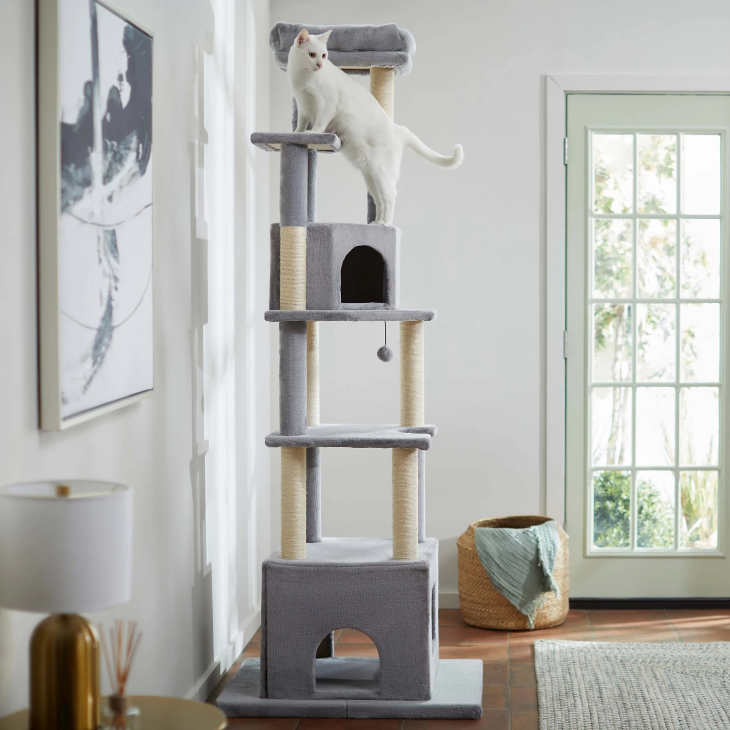 Frisco 80-in Faux Fur Cat Tree & Condo 1 Frisco 80-in Faux Fur Cat Tree & Condo
