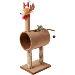 Frisco Holiday 52.3-in Reindeer Cat Scratching Post & Tunnel -Mewhaus Shop 236569 PT2. AC SS1800 V1601334091