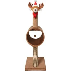 Frisco Holiday 52.3-in Reindeer Cat Scratching Post & Tunnel -Mewhaus Shop 236569 PT3. AC SS1800 V1601332856