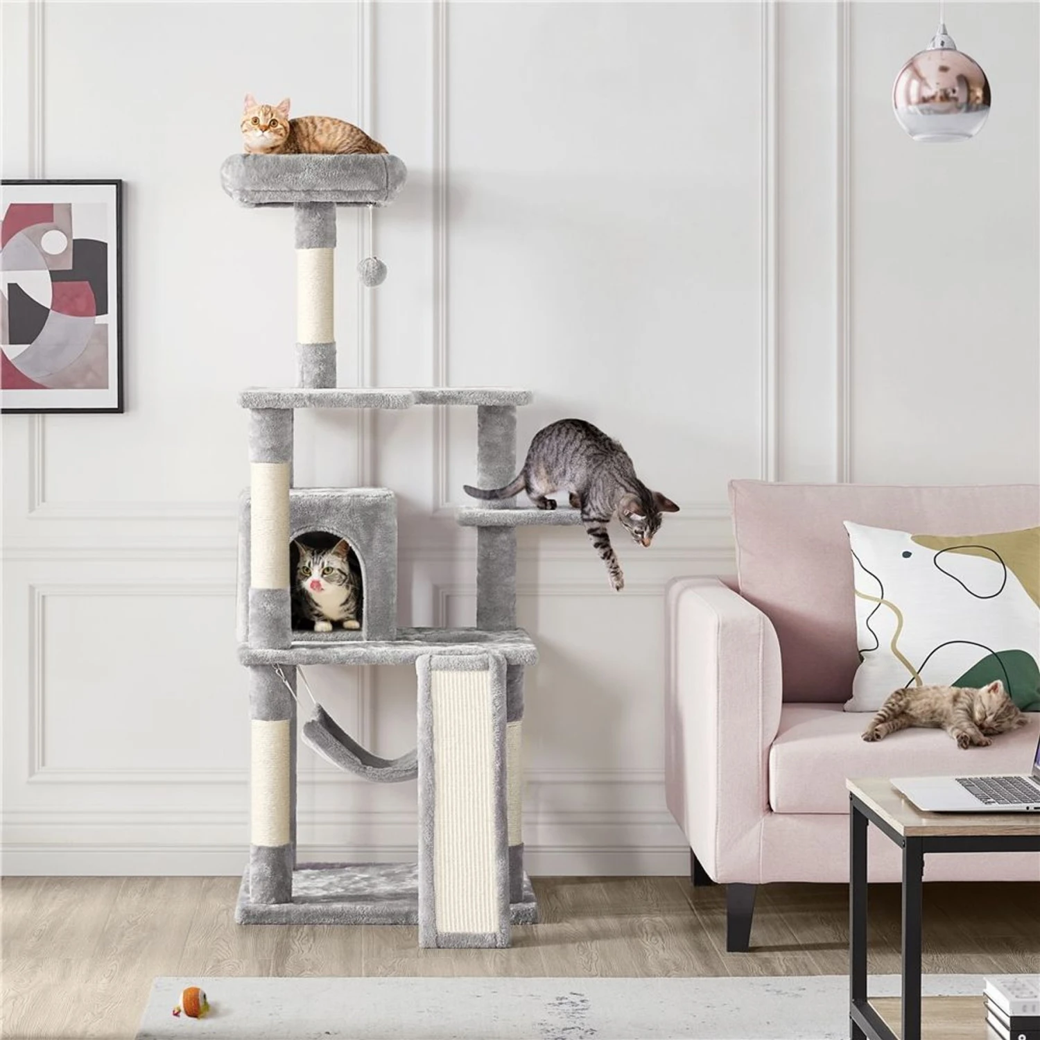 Yaheetech 60.5-in Plush Cat Tree & Condo 1 Yaheetech 60.5-in Plush Cat Tree & Condo