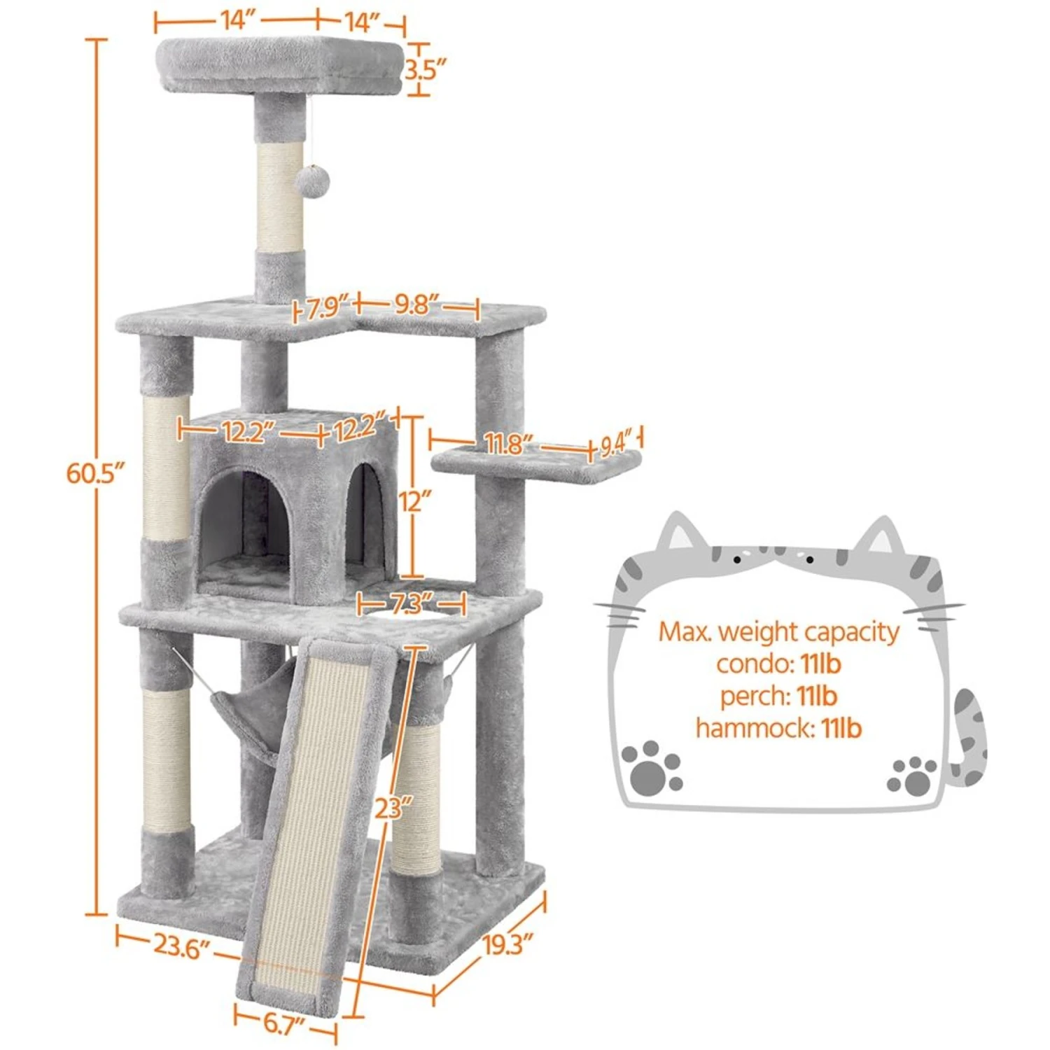 Yaheetech 60.5-in Plush Cat Tree & Condo 2 Yaheetech 60.5-in Plush Cat Tree & Condo - Image 2
