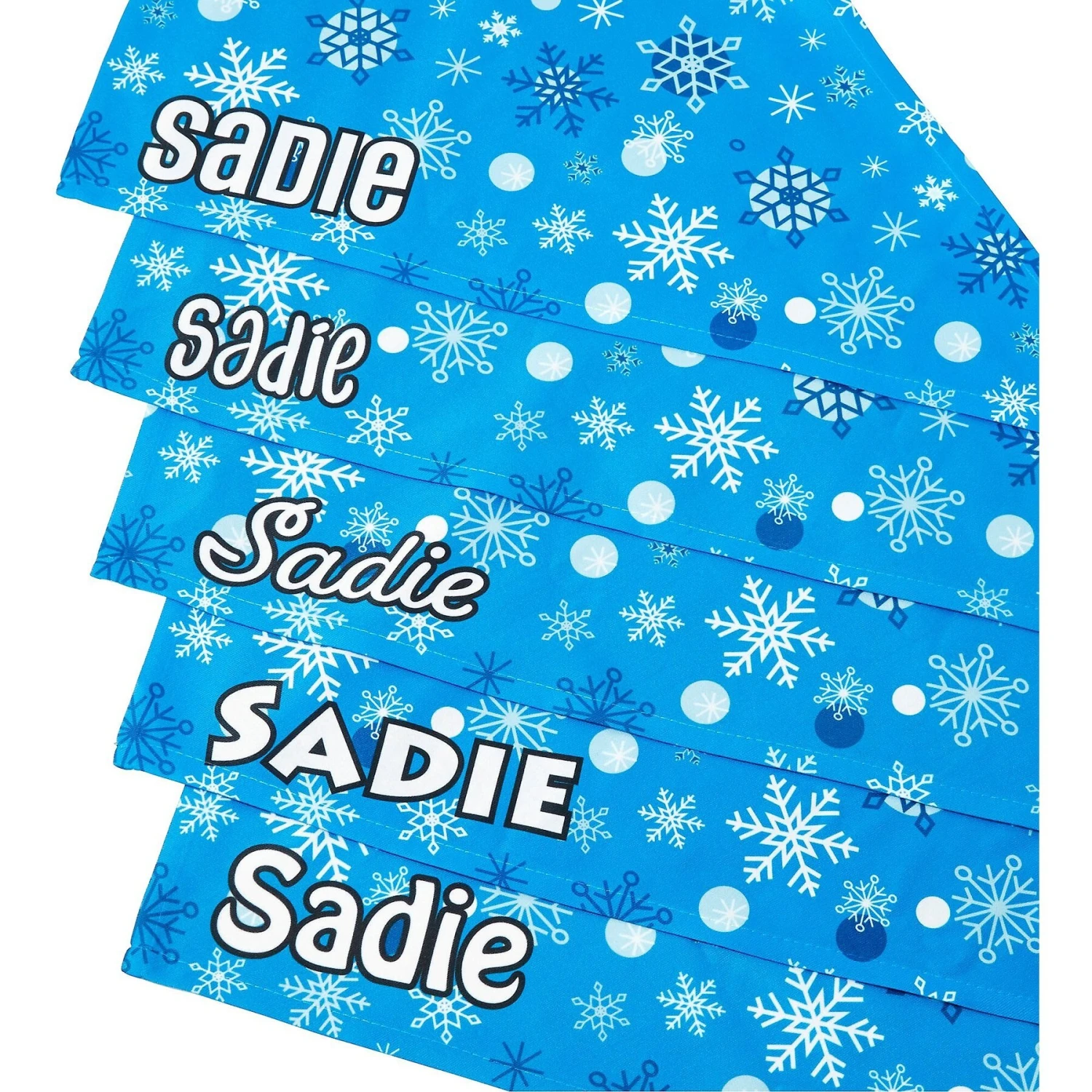 Frisco Blue Snowflakes Personalized Dog & Cat Bandana 5 Frisco Blue Snowflakes Personalized Dog & Cat Bandana - Image 5