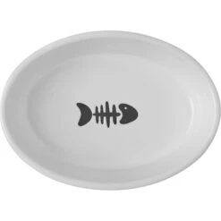 Frisco Oval Meow Non-skid Ceramic Cat Bowl With Wood Base -Mewhaus Shop 256080 PT4. AC SS1800 V1615311695