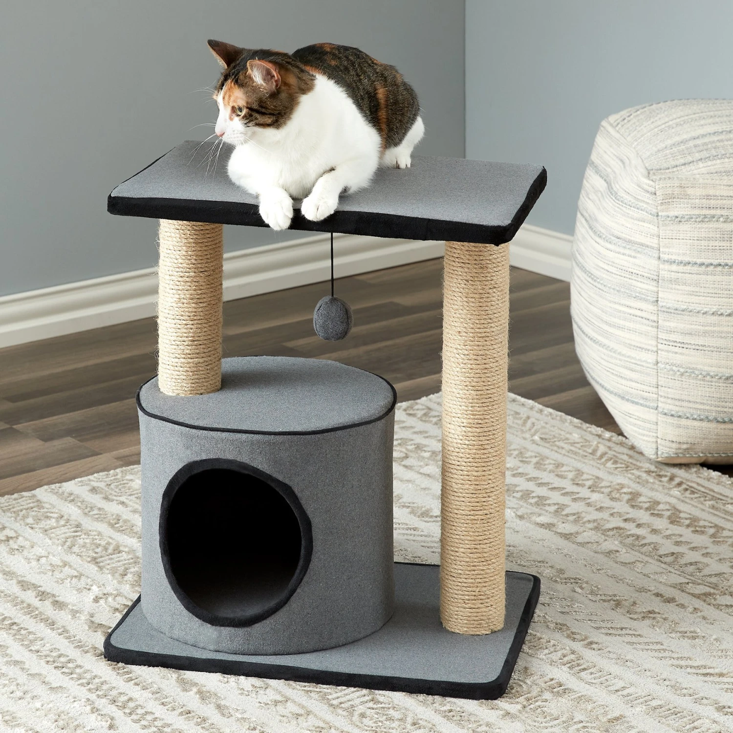 Two By Two The Cherry 20.9-in Felt Cat Condo, Grey 1 Two By Two The Cherry 20.9-in Felt Cat Condo, Grey