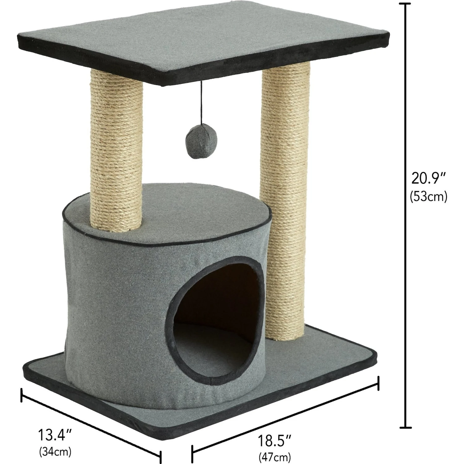 Two By Two The Cherry 20.9-in Felt Cat Condo, Grey 2 Two By Two The Cherry 20.9-in Felt Cat Condo, Grey - Image 2
