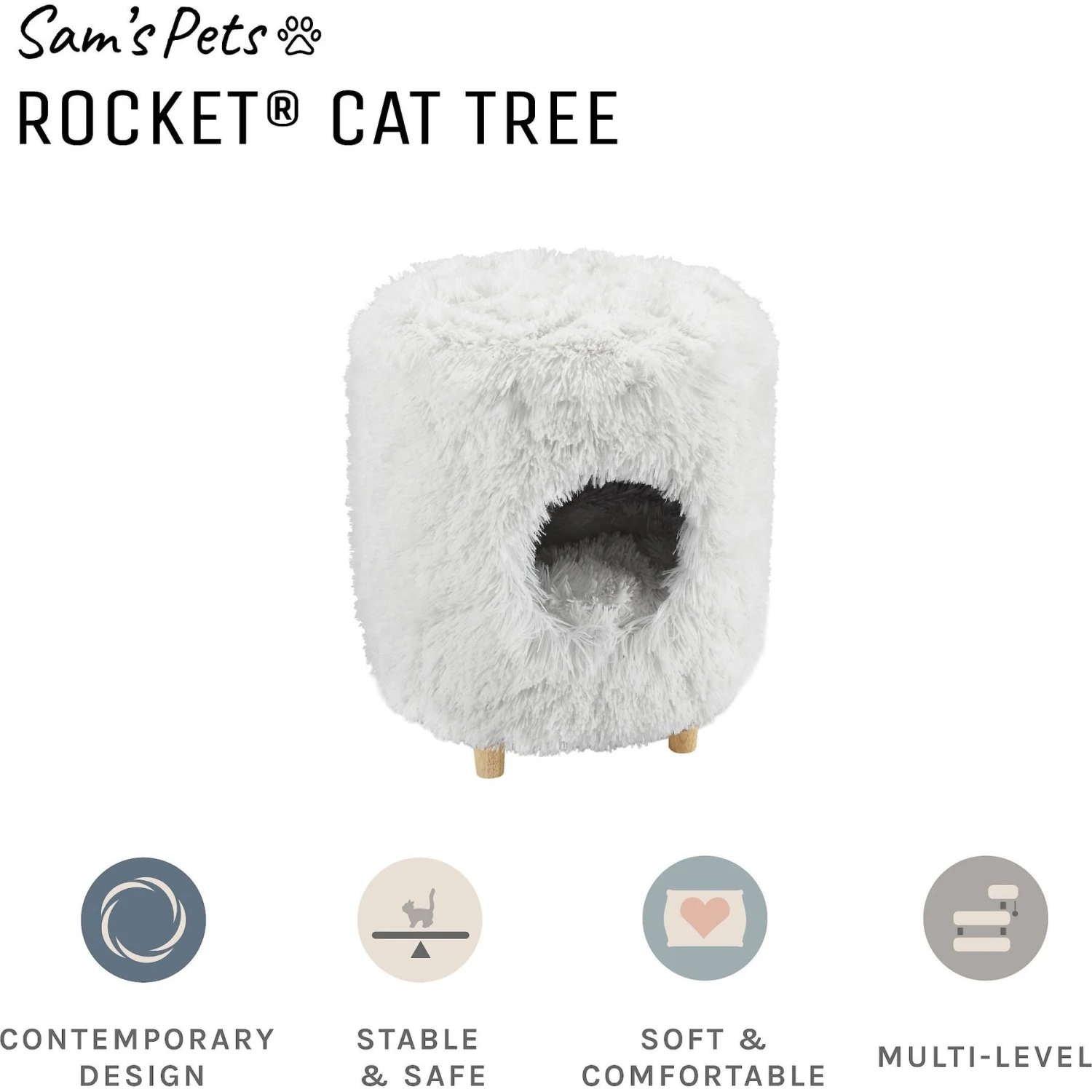 Sam's Pets Rocket 18-in Cat Tree Cylinder, White 2 Sam's Pets Rocket 18-in Cat Tree Cylinder, White - Image 2