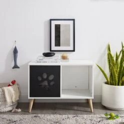 Sam's Pets Convertible 22-in Cat Tree End Table, Black & White -Mewhaus Shop 261866 PT7. AC SS1800 V1634934426