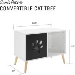 Sam's Pets Convertible 22-in Cat Tree End Table, Black & White -Mewhaus Shop 261866 PT8. AC SS1800 V1634934419