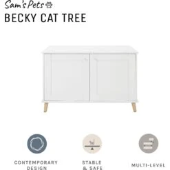 Sam's Pets Becky 24.5-in Cat Tree End Table & Litter Box Enclosure, White -Mewhaus Shop 261880 PT2. AC SS1800 V1635094930