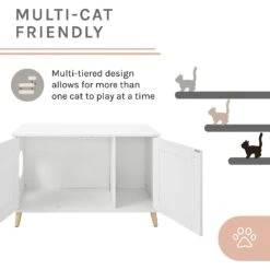 Sam's Pets Becky 24.5-in Cat Tree End Table & Litter Box Enclosure, White -Mewhaus Shop 261880 PT3. AC SS1800 V1635094967