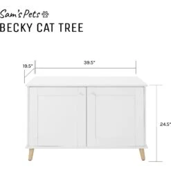 Sam's Pets Becky 24.5-in Cat Tree End Table & Litter Box Enclosure, White -Mewhaus Shop 261880 PT8. AC SS1800 V1635094935