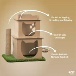 On2Pets Modern Wooden Cat House & Loft, Beige -Mewhaus Shop 262110 PT6. AC SS1800 V1671027825