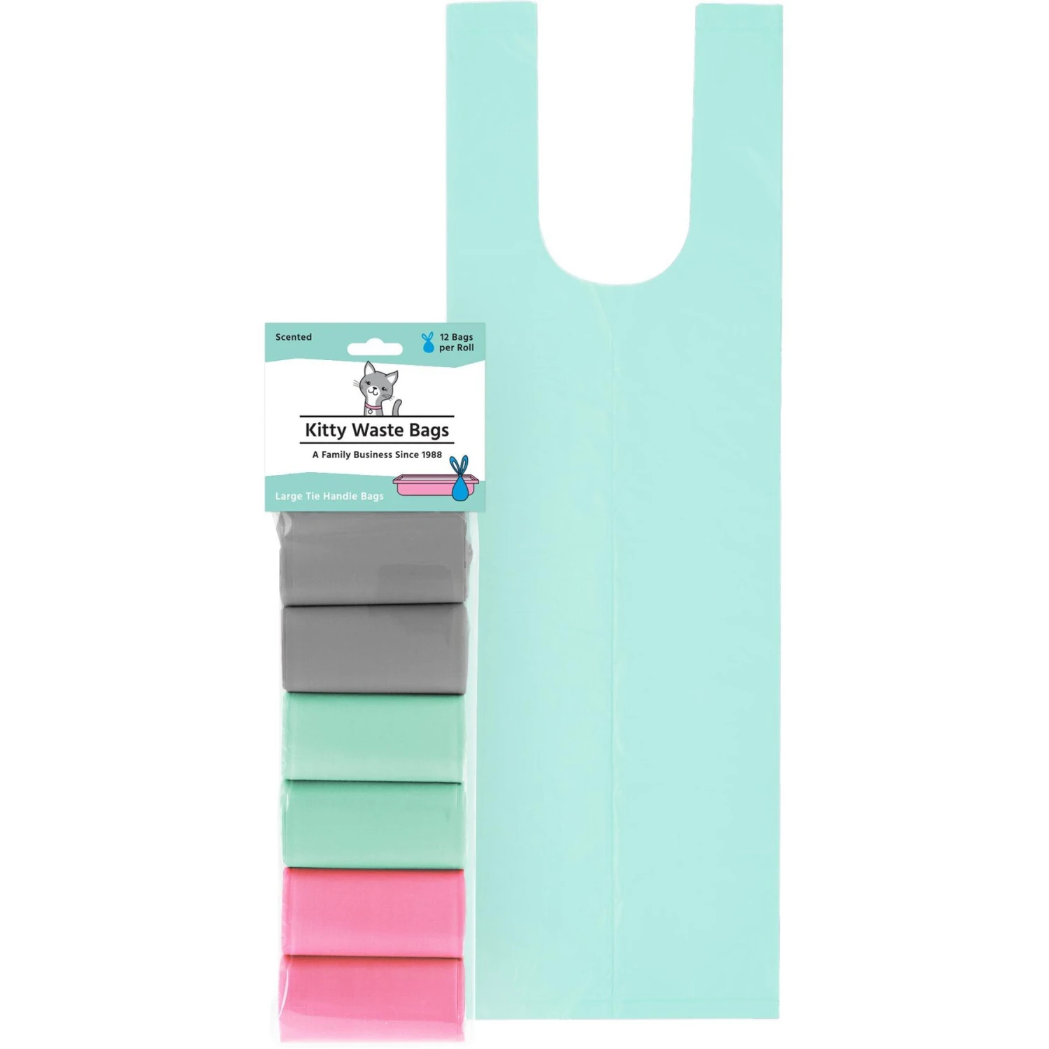 Doggie Walk Bags Sea Spray & Citrus Scented Tie Handle Cat Litter Bags, Multi Color, 72 Count 1 Doggie Walk Bags Sea Spray & Citrus Scented Tie Handle Cat Litter Bags, Multi Color, 72 Count