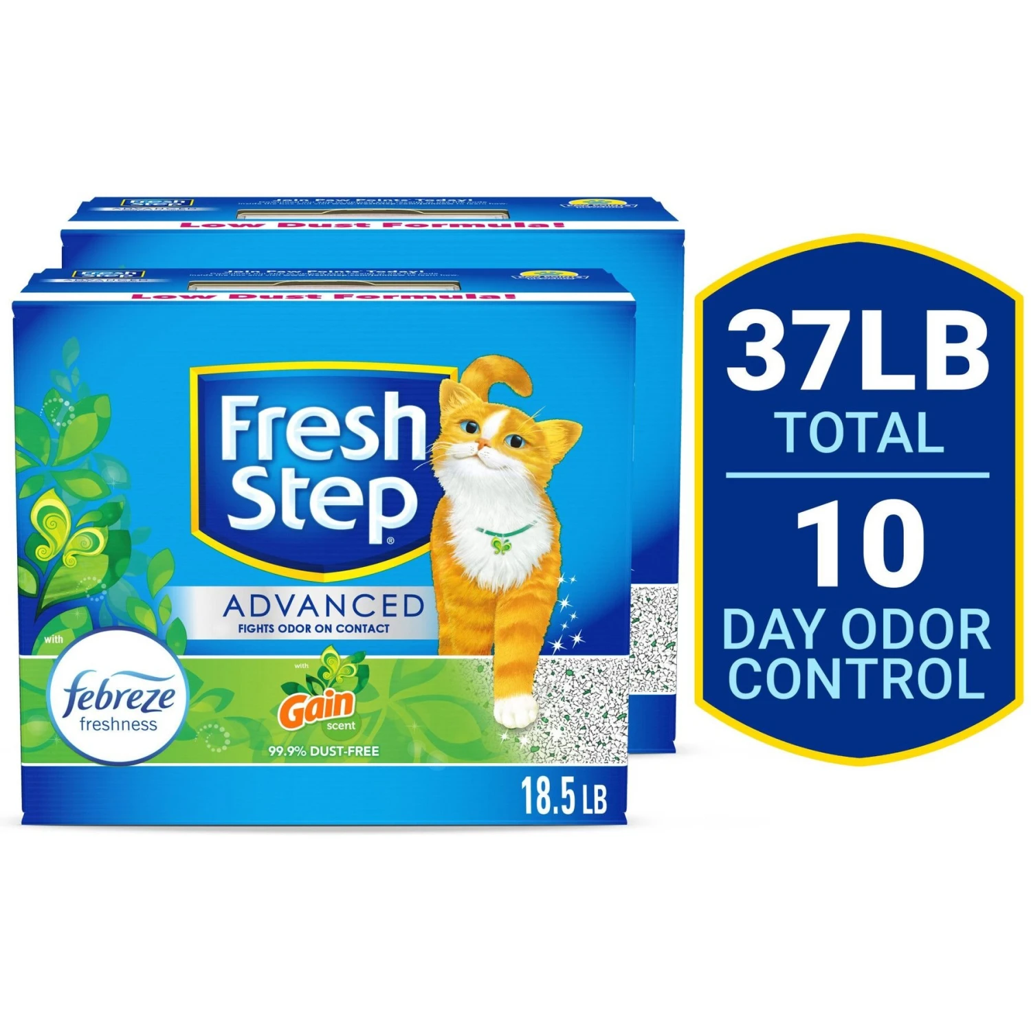 Fresh Step Advanced Refreshing Gain Scented Clumping Clay Cat Litter, 18.5-lb Box, 2 Pack 1 Fresh Step Advanced Refreshing Gain Scented Clumping Clay Cat Litter, 18.5-lb Box, 2 Pack