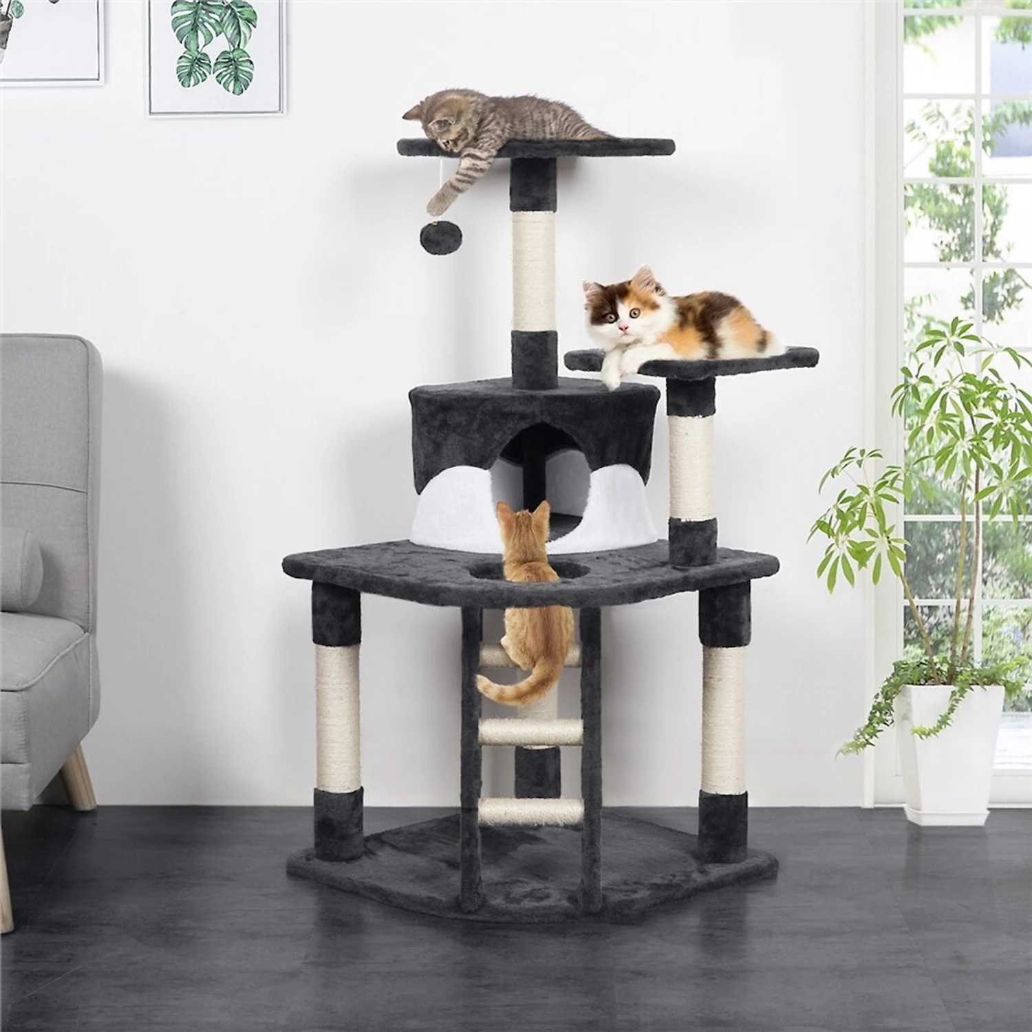 Yaheetech 47.5-in Plush Cat Tree & Condo 1 Yaheetech 47.5-in Plush Cat Tree & Condo