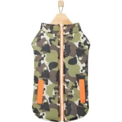 Frisco Mediumweight Camo Print Insulated Dog & Cat Zippered Coat, Green -Mewhaus Shop 268295 PT4. AC SS1800 V1628824318