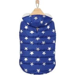 Frisco Mediumweight Metallic Star Print Insulated Dog & Cat Parka, Navy -Mewhaus Shop 268413 PT4. AC SS1800 V1628824388