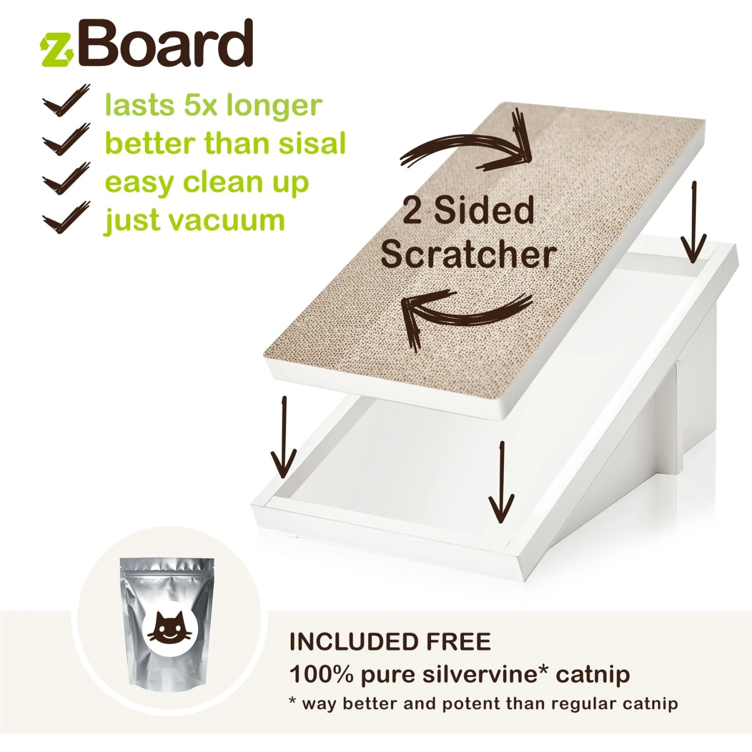 Way Basics ZBoard Paperboard Incline Scratcher Cat Toy 4 Way Basics ZBoard Paperboard Incline Scratcher Cat Toy - Image 4