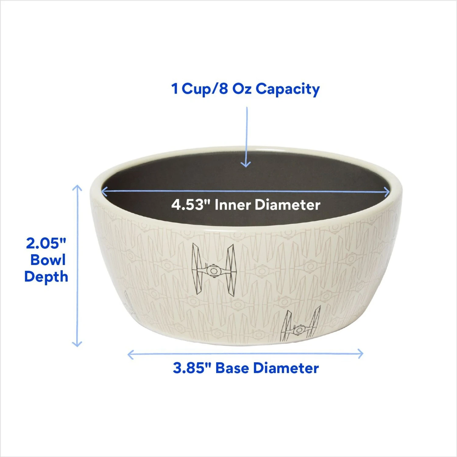 STAR WARS Tie Fighter No-Skid Ceramic Cat Bowl 2 STAR WARS Tie Fighter No-Skid Ceramic Cat Bowl - Image 2