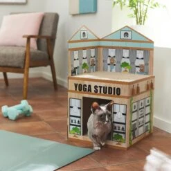 Frisco Yoga Studio Cardboard Cat House, 2-Story -Mewhaus Shop 288965 PT3. AC SS1800 V1638292325