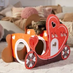 Frisco Valentine Love Carriage Cardboard Cat House, 2-Story -Mewhaus Shop 301565 PT4. AC SS1800 V1701364873