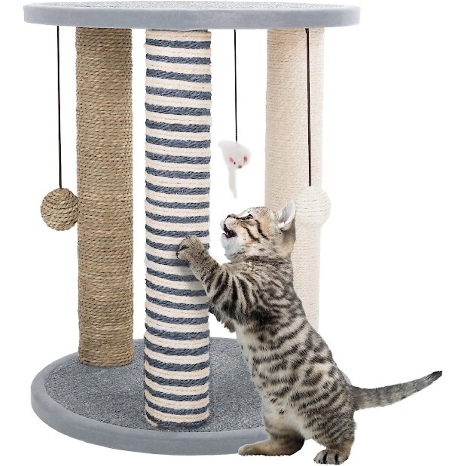 Pet Adobe 19.25-in Polyester Cat Scratching Post With Toys 1 Pet Adobe 19.25-in Polyester Cat Scratching Post With Toys